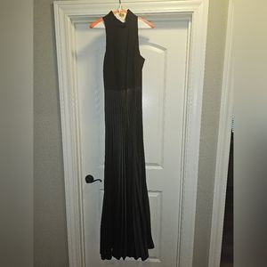 Black pleated semi formal dress